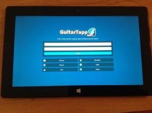 GuitarTapp running on Microsoft Surface with Windows RT